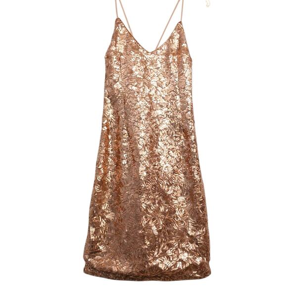 FOREVER 21 Gold Sequins Mini Dress Sz M Cocktail Party New Year Holiday Glam New - Picture 1 of 17